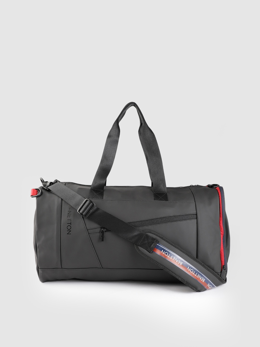 

United Colors of Benetton Unisex Black Solid Duffel Bag - 43.9 Litres