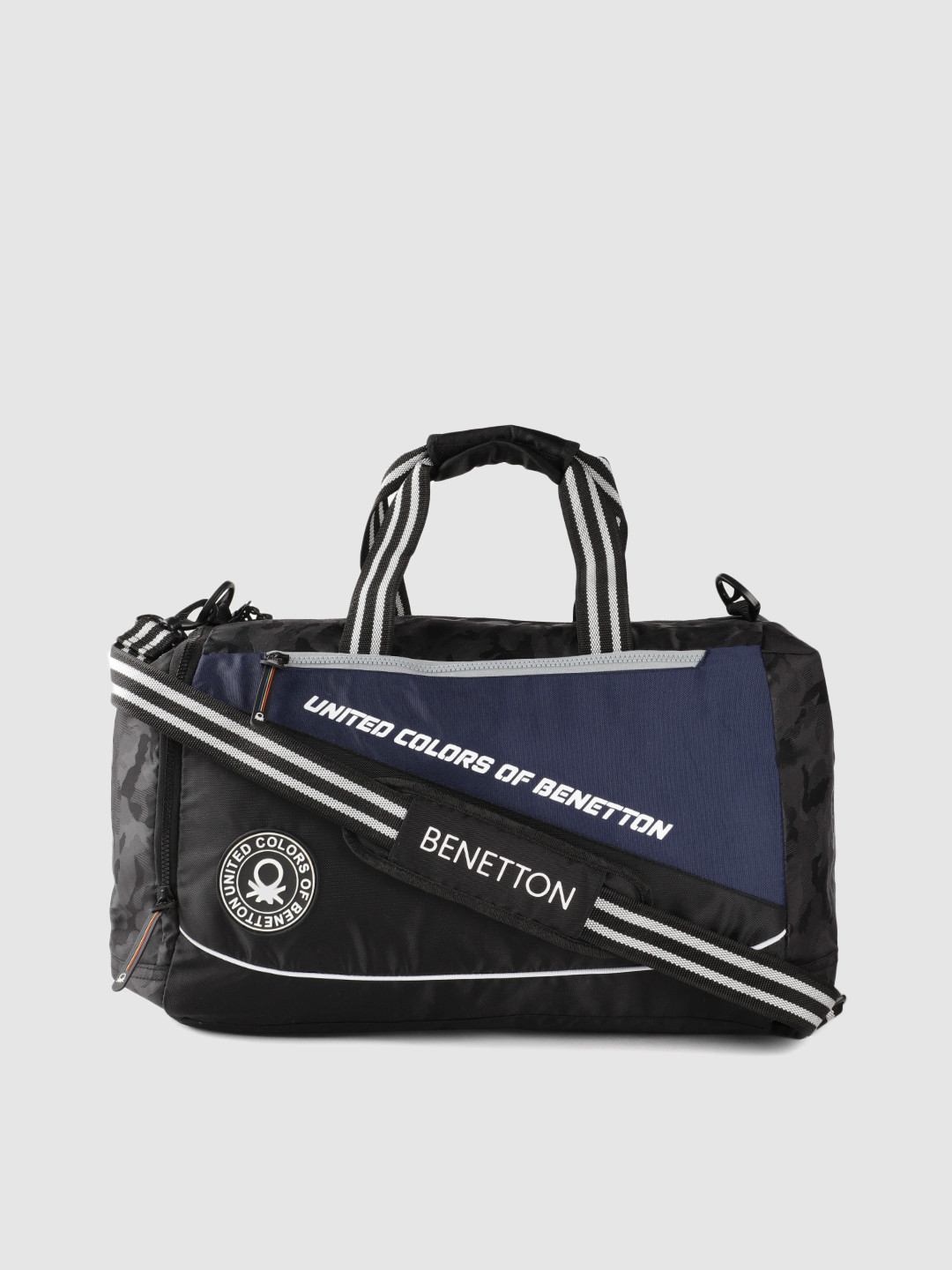 

United Colors of Benetton Unisex Black & Navy Blue Camo Patterned Duffel Bag - 39.2 Litres