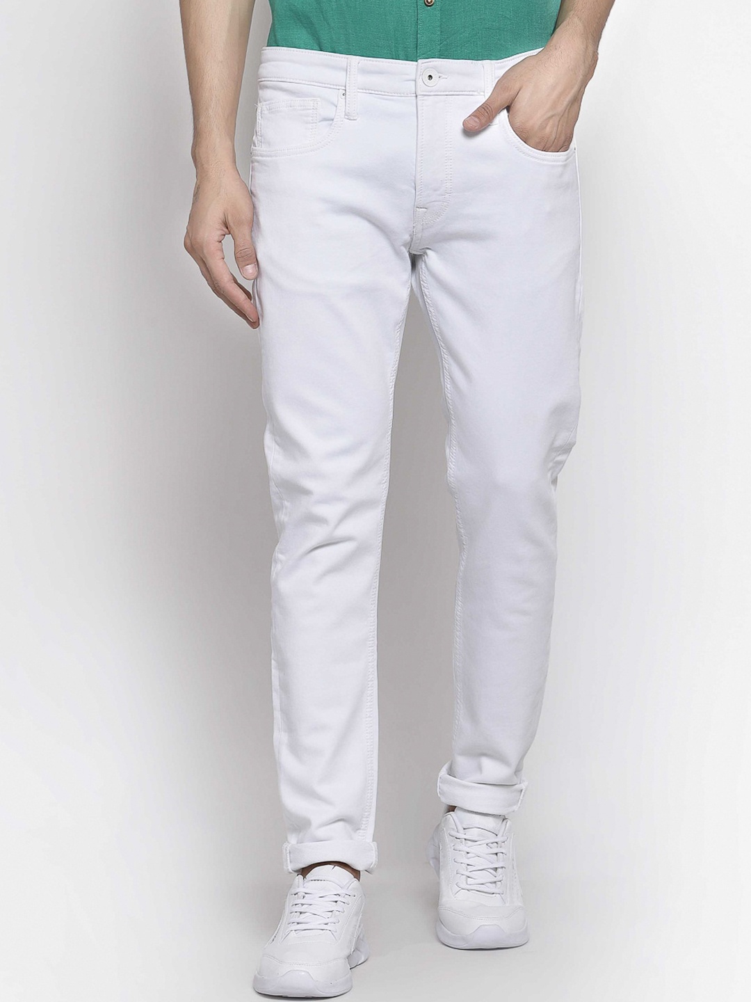 

Pepe Jeans Men White Skinny Fit Mid Rise Jeans