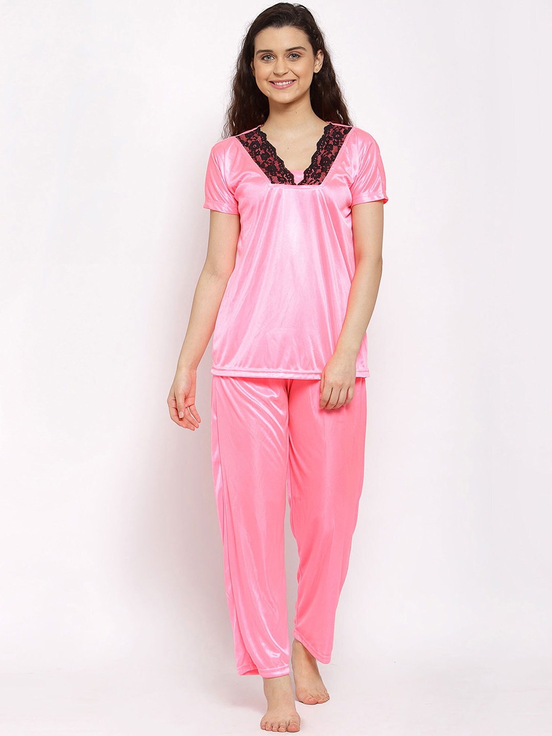 

Fasense Women Pink Solid Night Suit