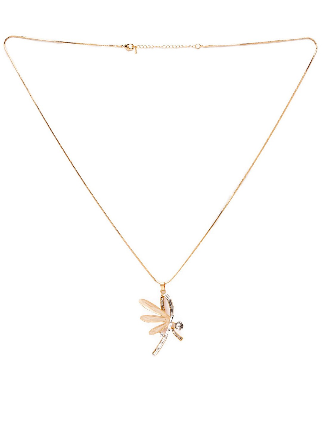 

Globus Gold-Toned Gold-Plated White CZ-Studded Pendant With Chain