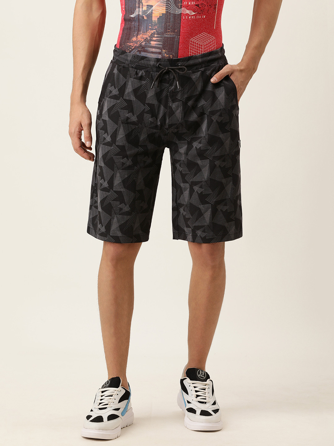

Proline Active Men Black Printed Pure Cotton Regular Shorts