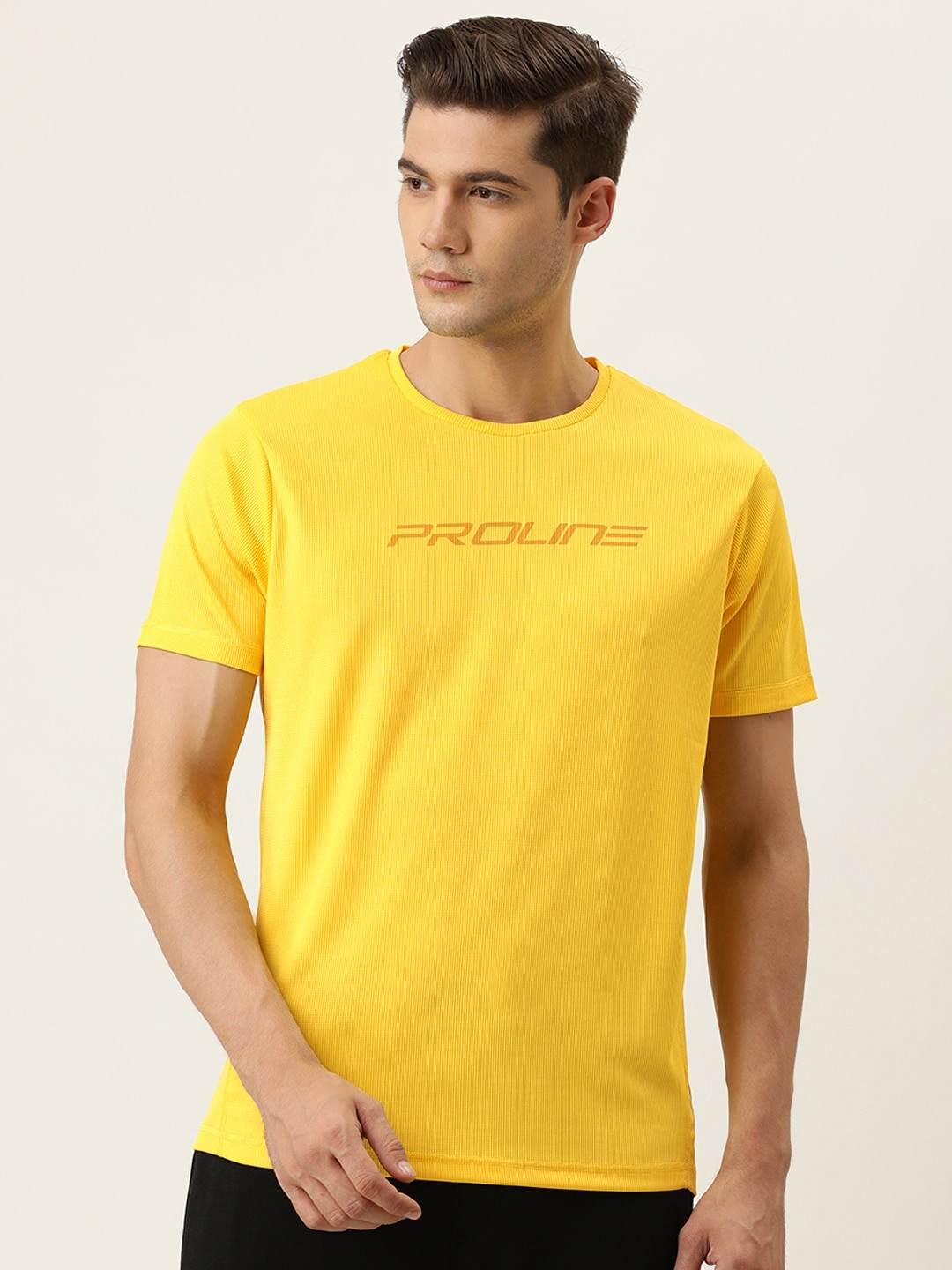 

Proline Active Men Yellow Solid T-shirt