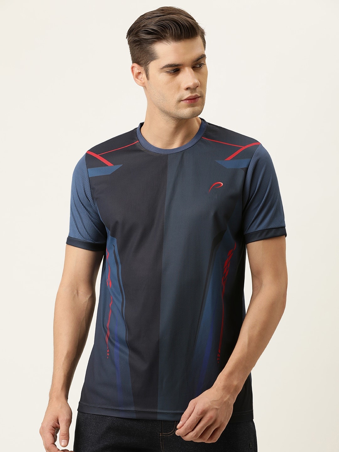 

Proline Active Men Blue Checked Slim Fit T-shirt
