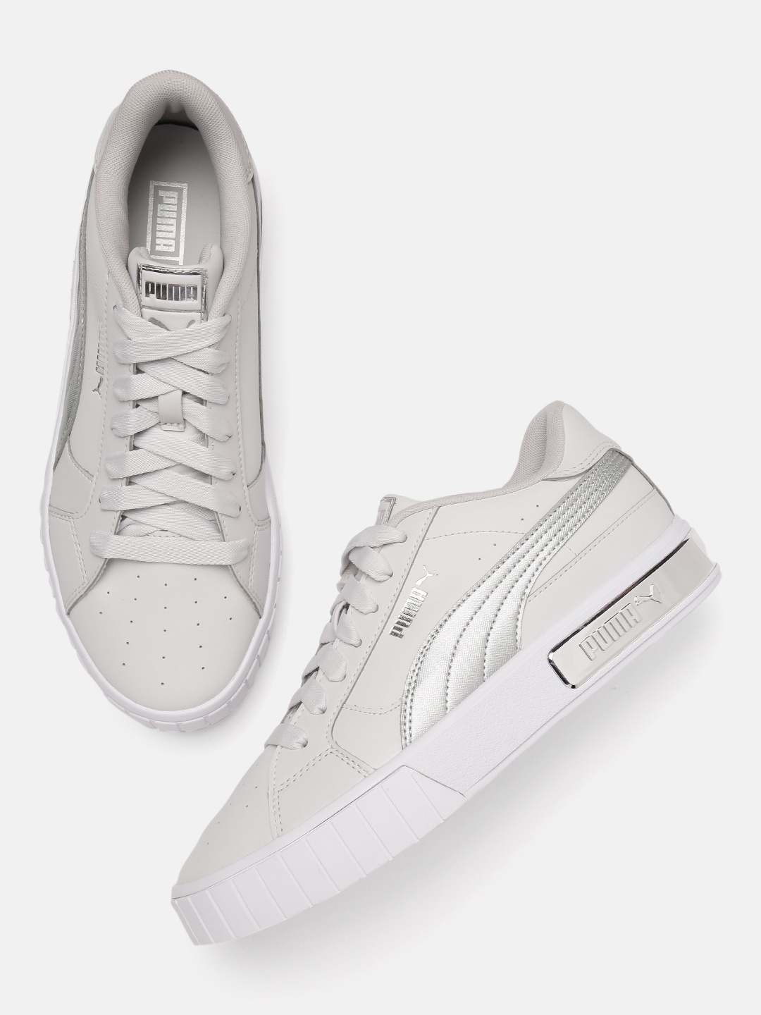 

Puma Women Off-White Leather Cali Star Metal Sneakers