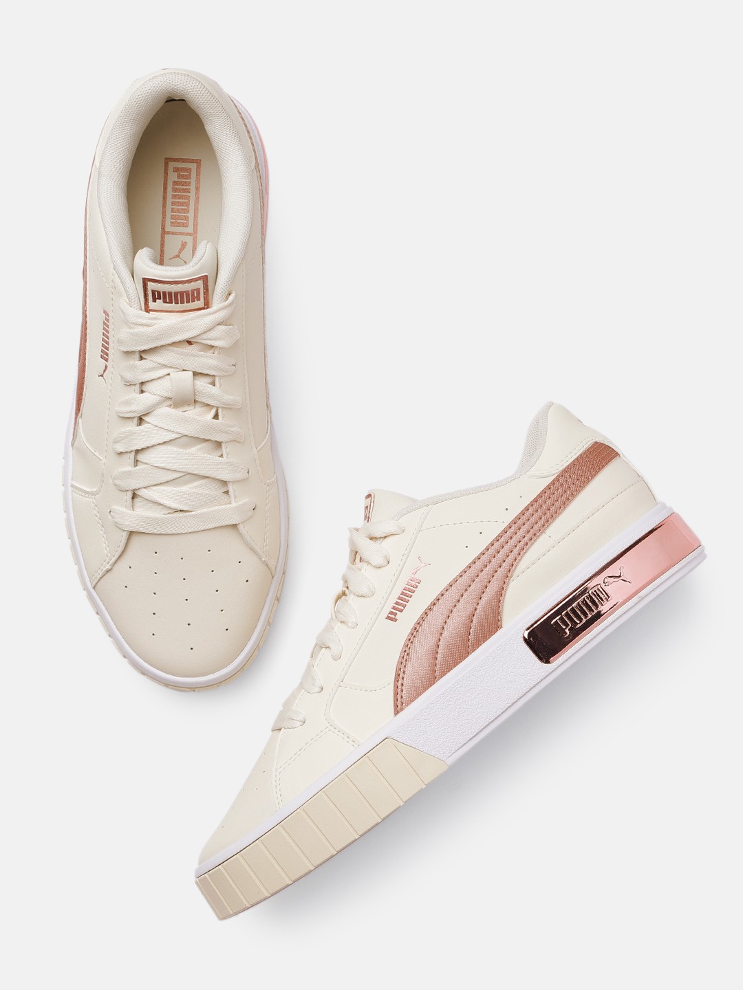 

Puma Women Cream-Coloured Cali Star Metal Leather Sneakers