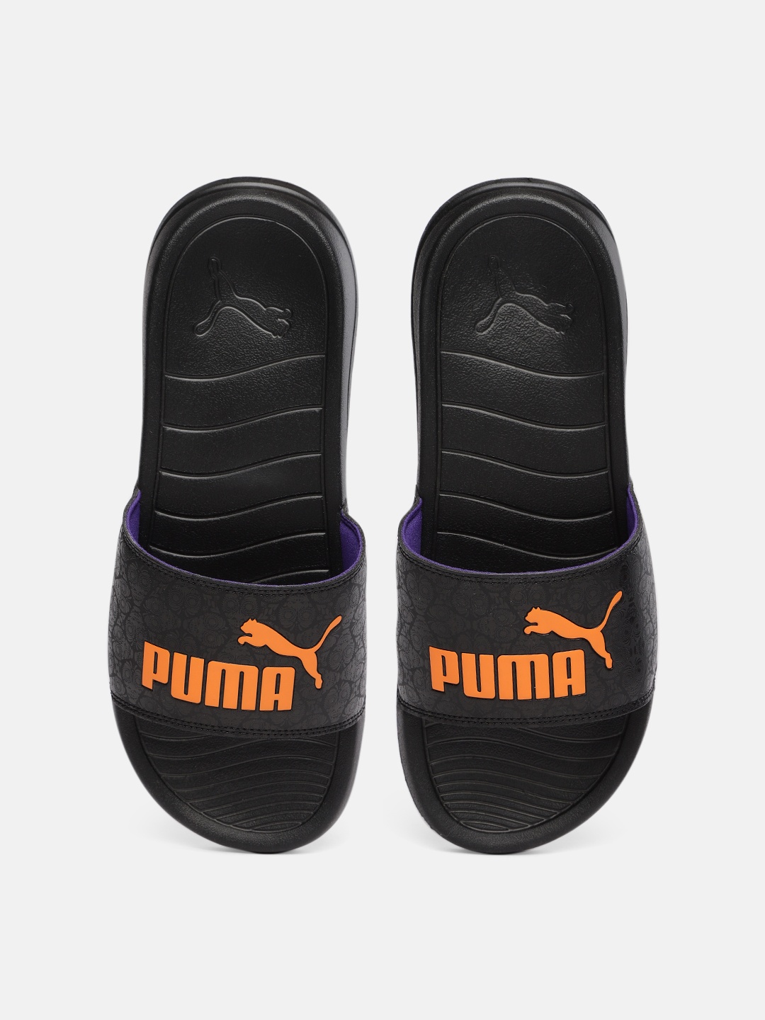 

Puma Unisex Black & Orange Popcat 20 Scary Sliders