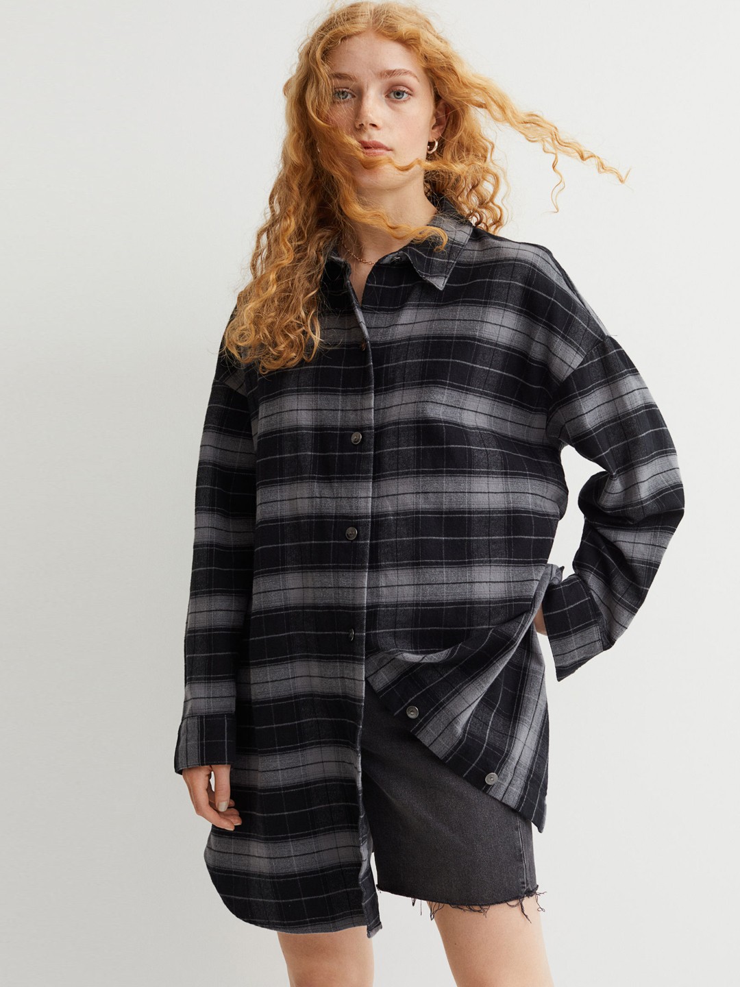 

H&M Women Black & Grey Shirt Dress