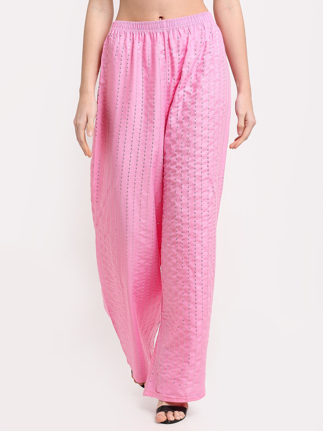 

NEUDIS Women Pink Embellished Ethnic Palazzos