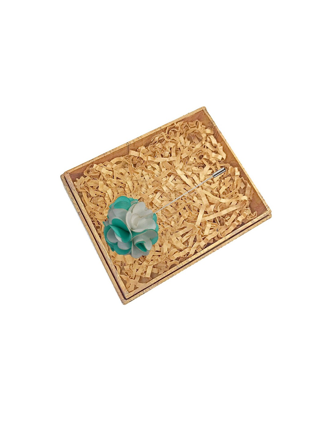 

Blacksmith Men Green & White Floral Solid Lapel Pin