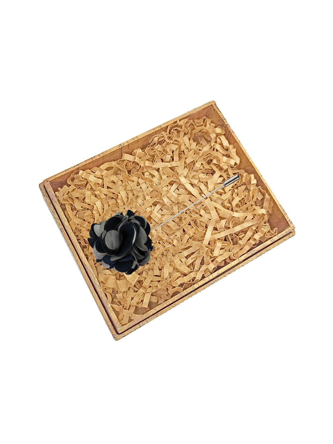 

Blacksmith Men Navy Blue & Grey Floral Solid Lapel Pin
