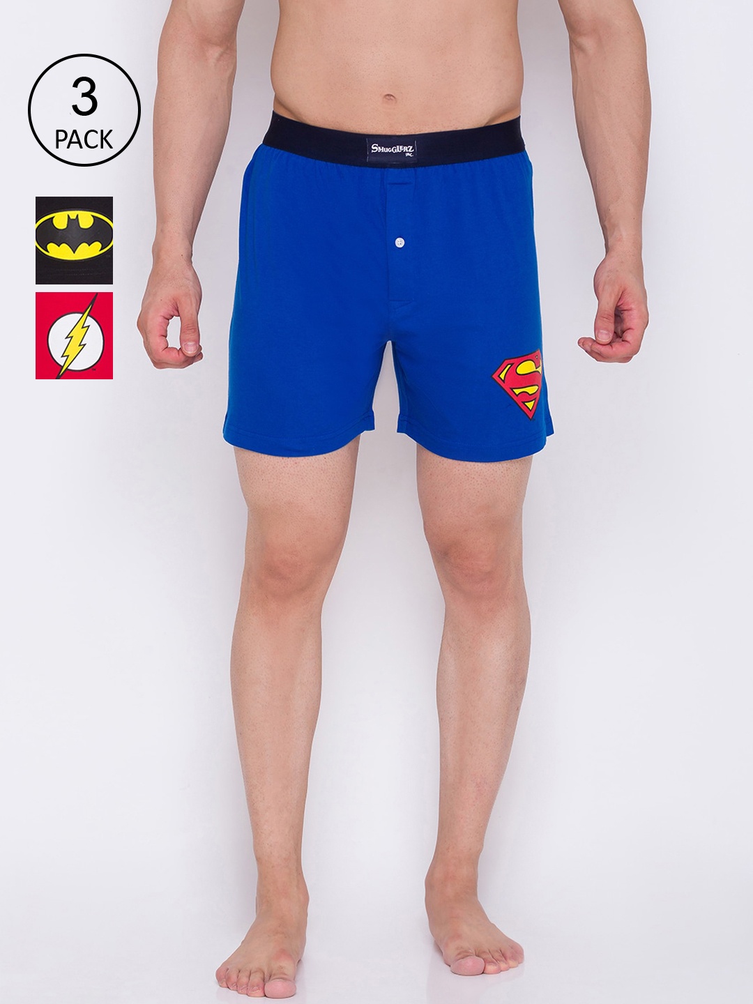 

Smugglerz Men Pack Of 3 Assorted Pure Cotton Comfort-Fit Boxers