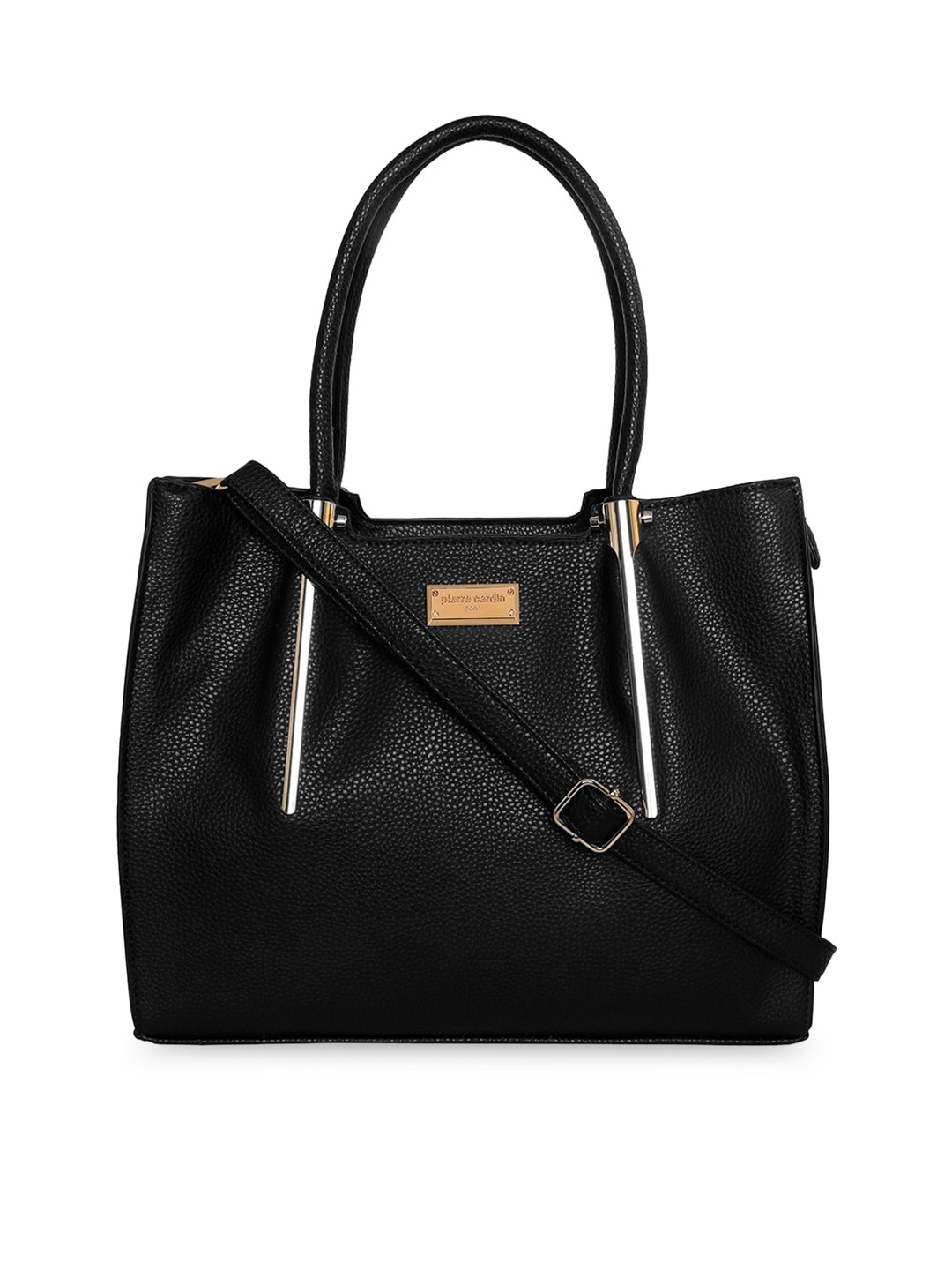 

pierre cardin Black PU Structured Handheld Bag with Tasselled