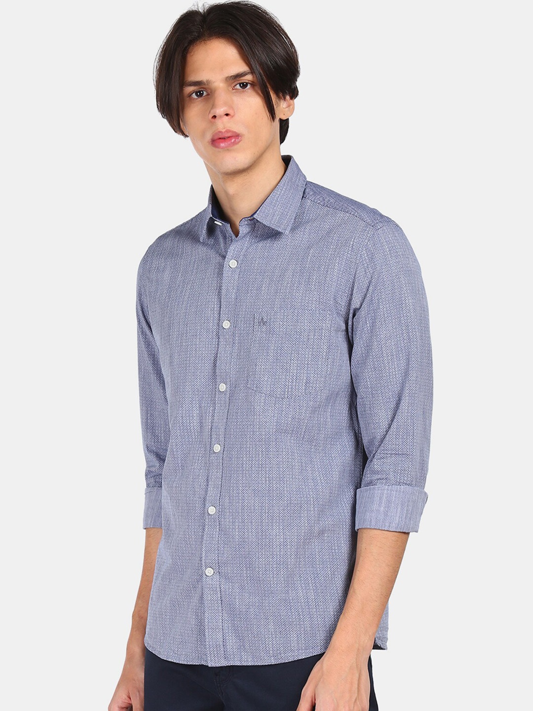 

Arrow Sport Men Navy Blue Opaque Striped Casual Shirt