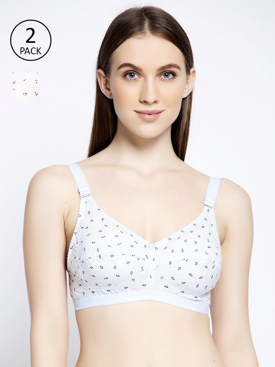 

GRACIT Women Pack Of 2 Light Blue & Pink Pure Cotton Printed Every Day Bra