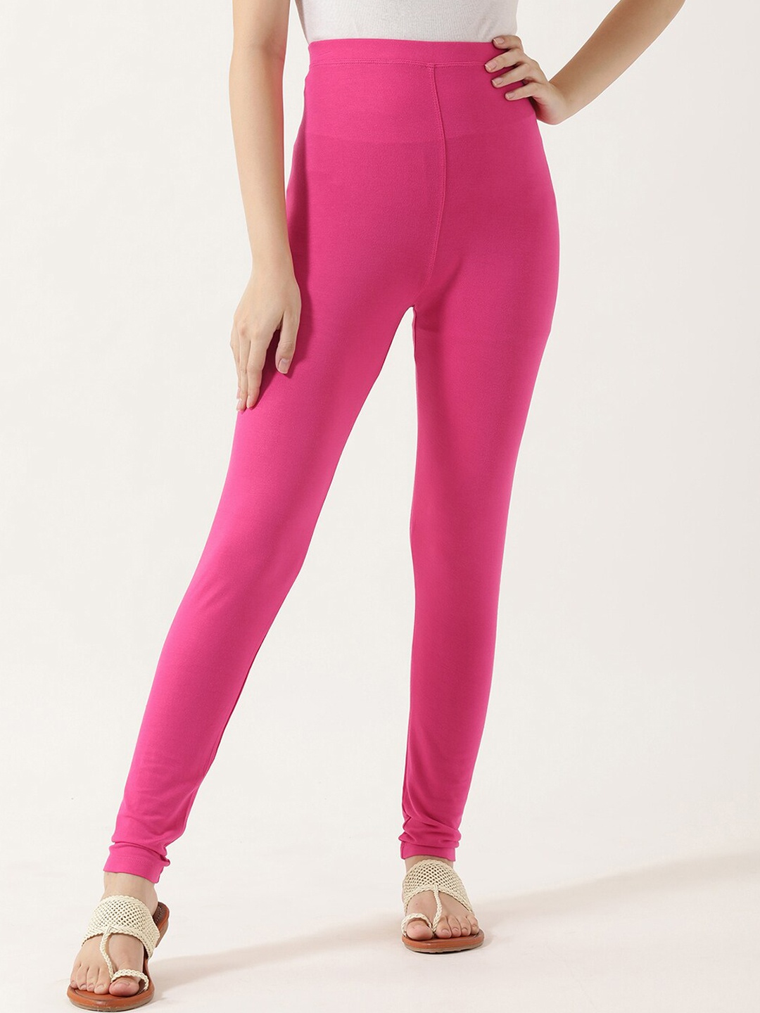 

V2 Value & Variety Women Pink Solid Cotton Ankle-Length Leggings