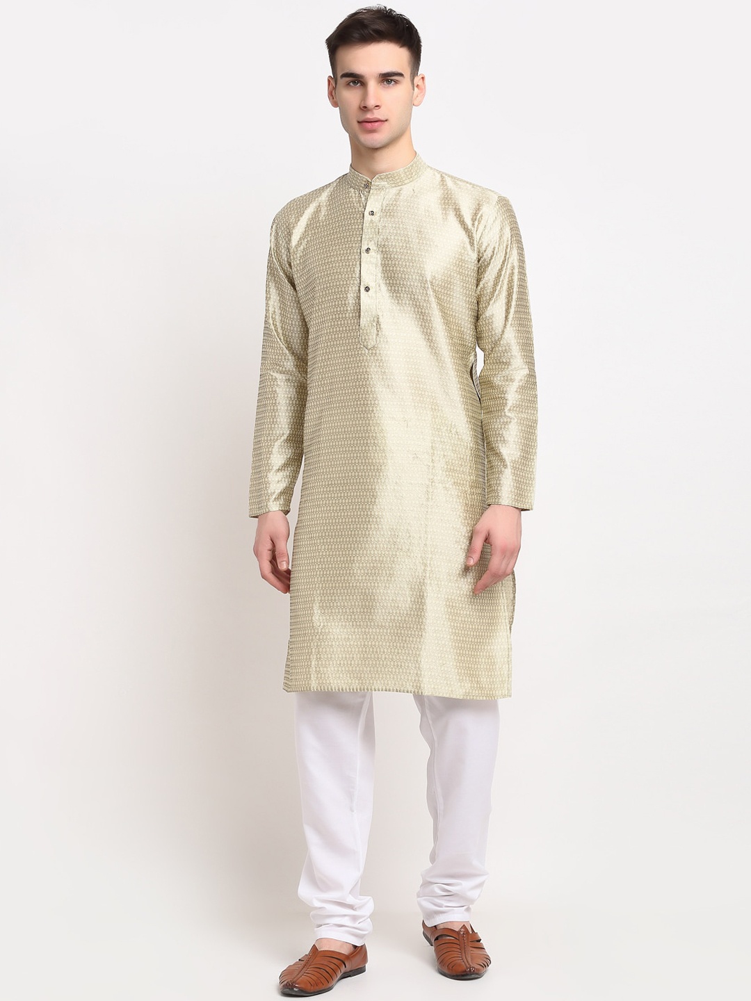 

Jompers Men Gold-Toned Woven Design Kurta