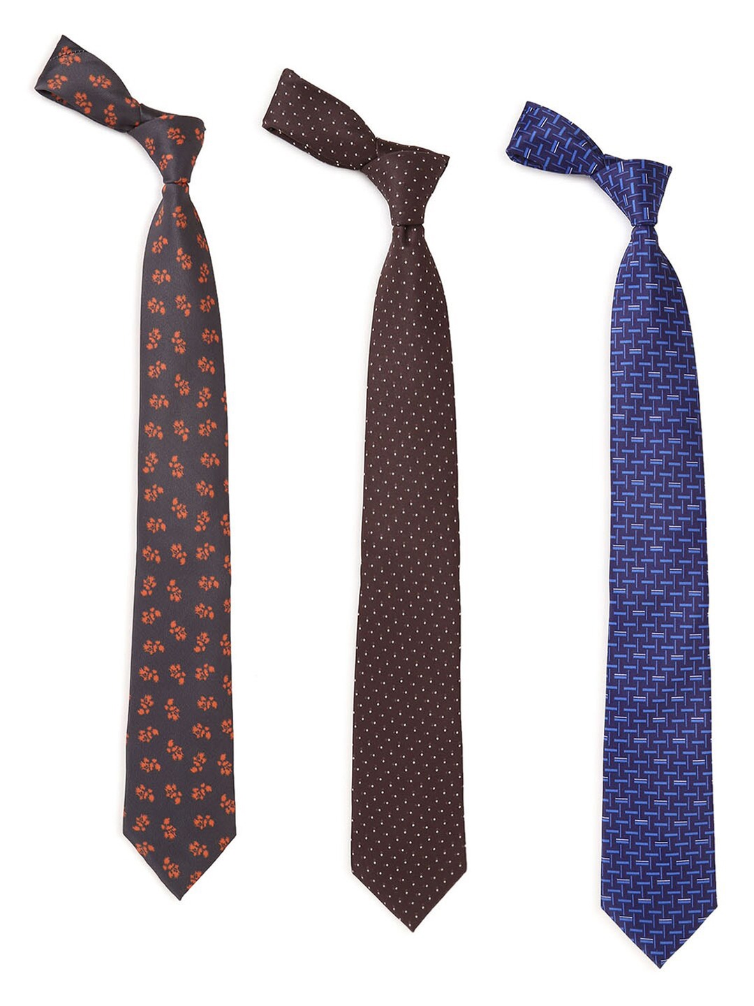 

Tossido Men Pack of 3 Printed Broad Tie, Brown