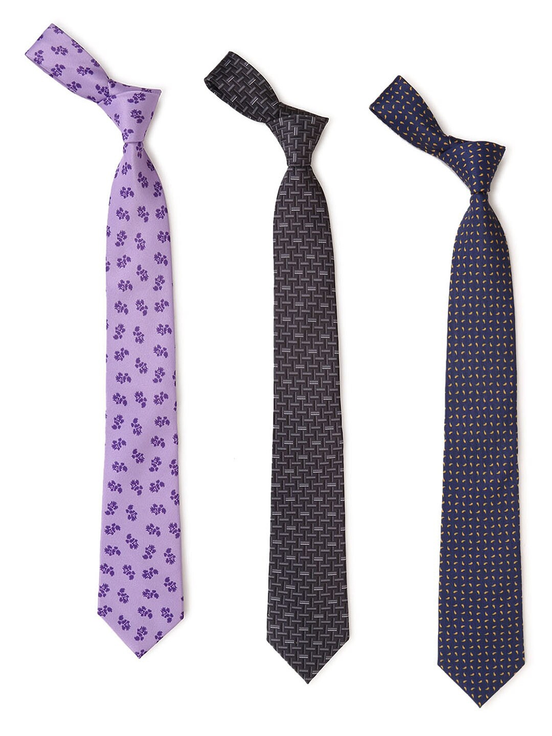 

Tossido Men Pack of 3 Printed Broad Tie, Blue