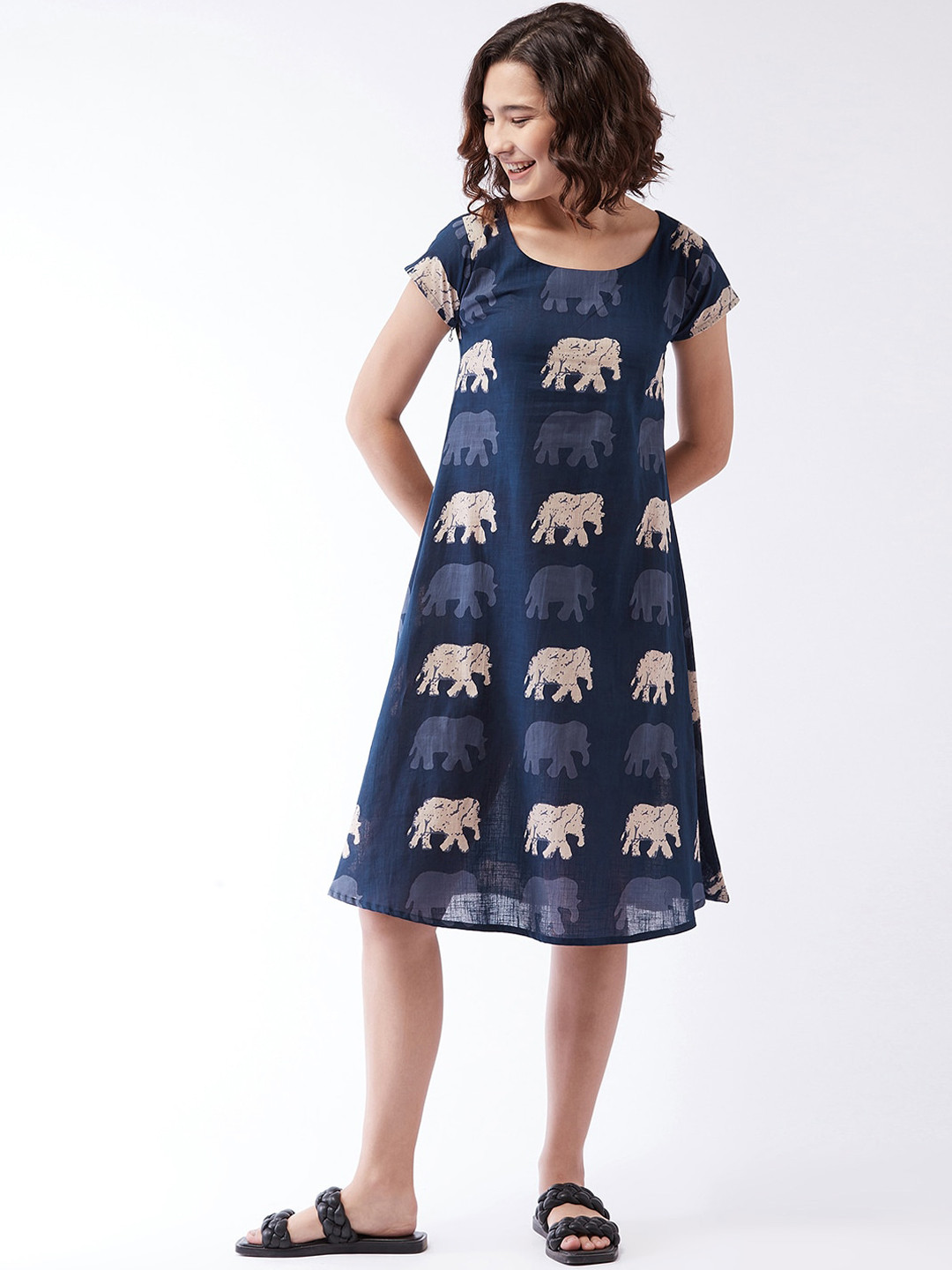 

InWeave Blue Floral A-Line Dress