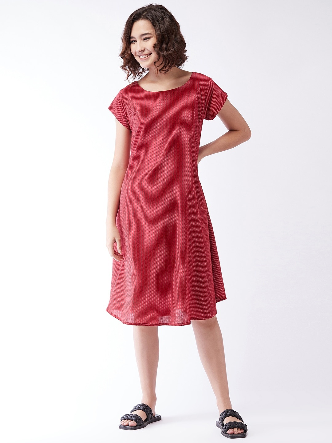 

InWeave Maroon A-Line Midi Dress