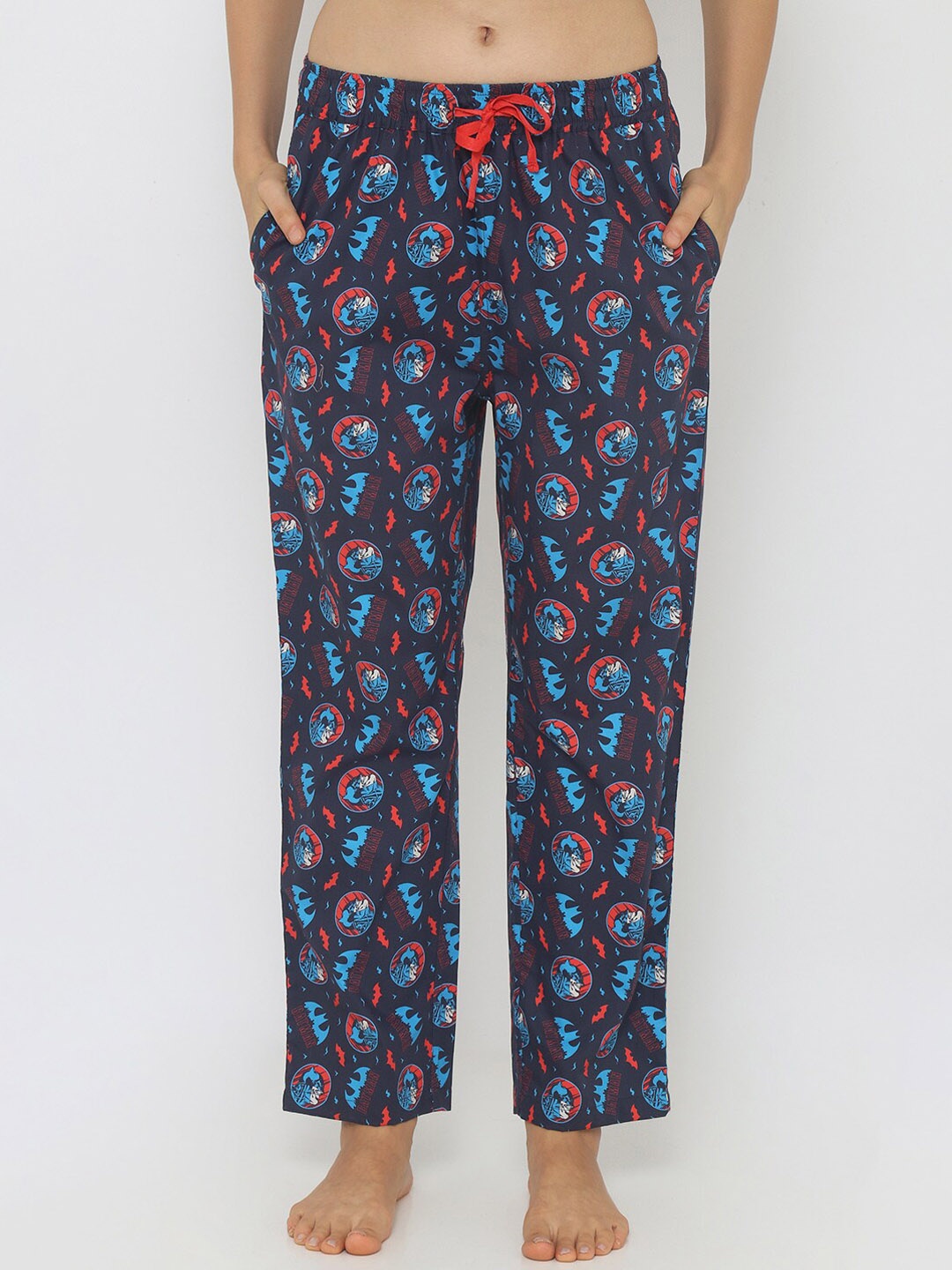 

Smugglerz Women Blue & Red Printed Batman Lounge Pants