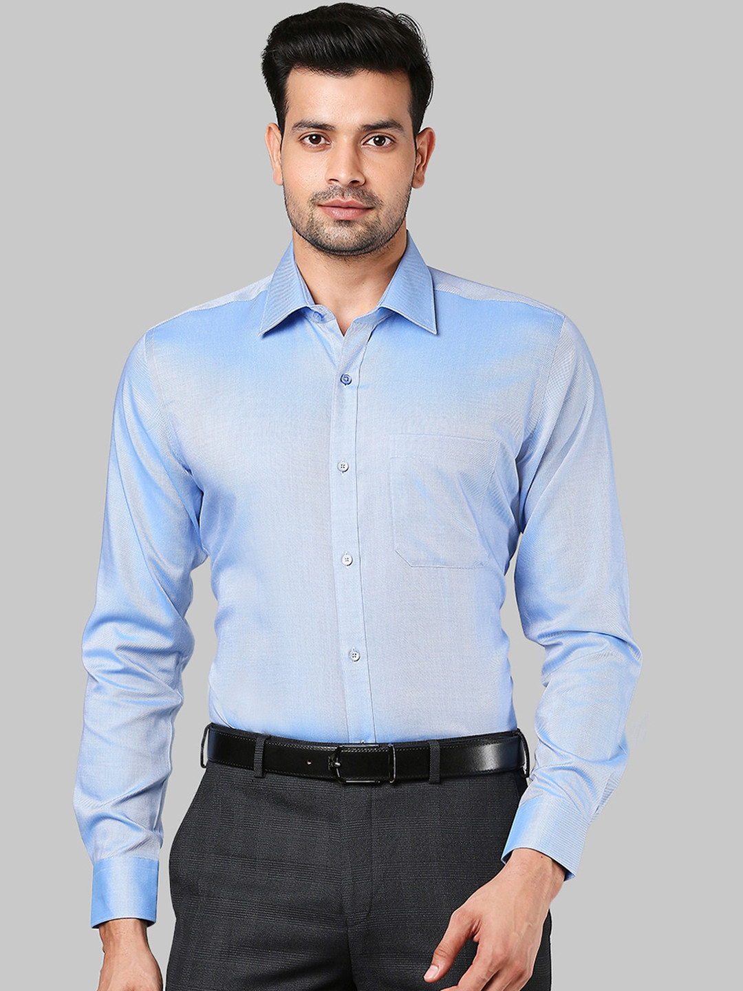 

Raymond Men Blue Solid Formal Shirt