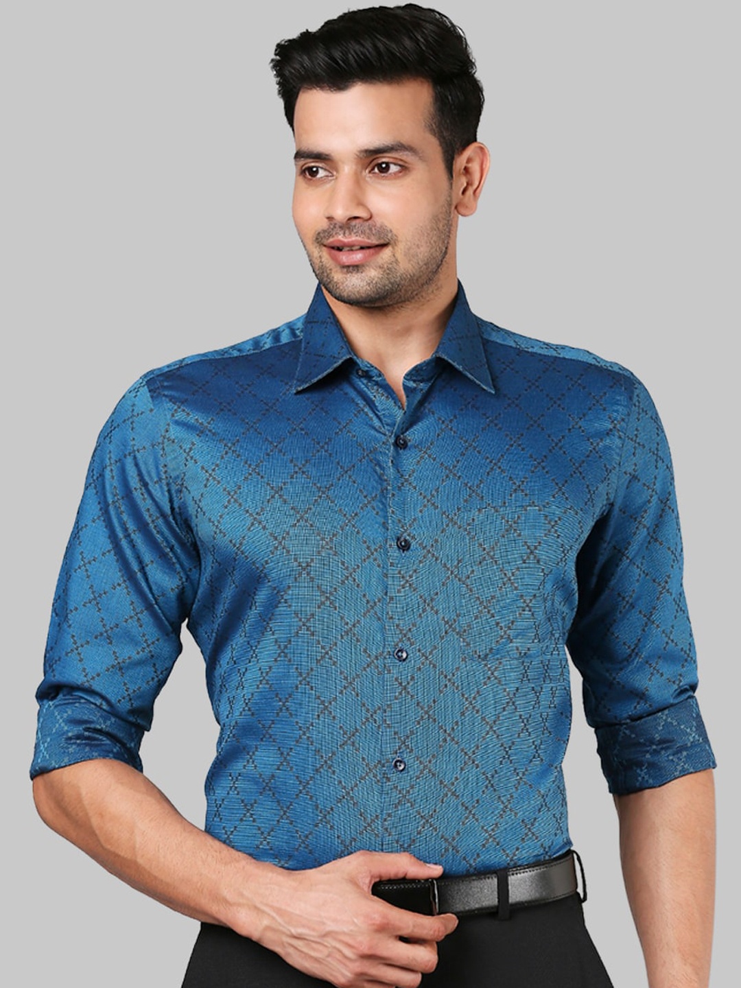 

Raymond Men Blue Printed Casual Shirt