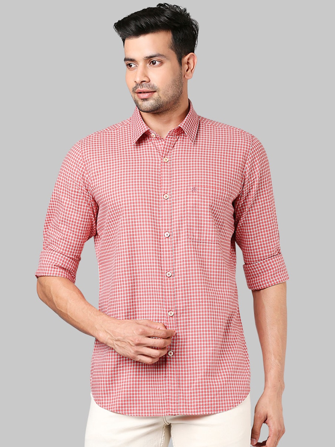 

Raymond Men Red & White Checked Casual Shirt