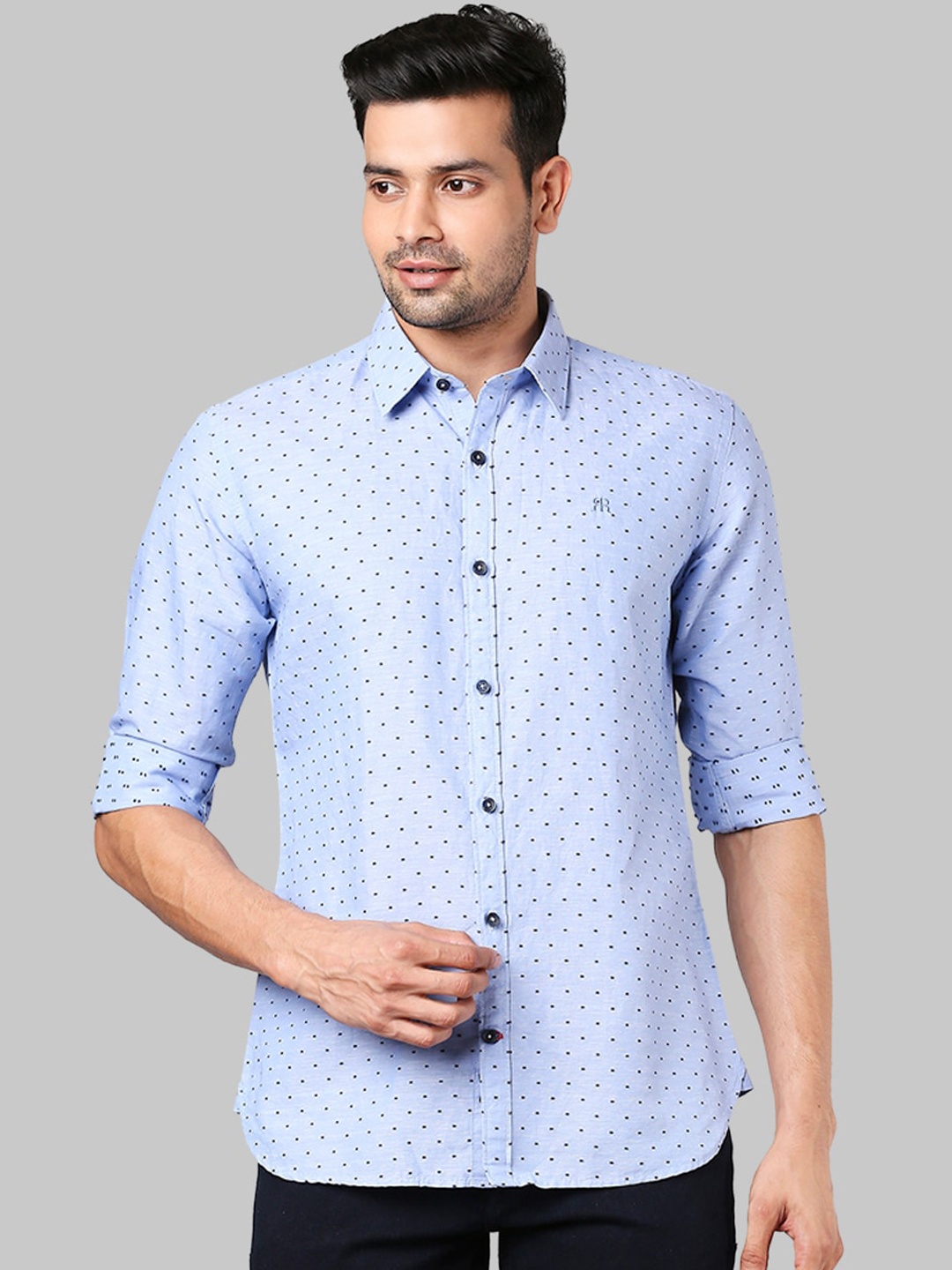 

Raymond Men Blue & Black Slim Fit Printed Casual Shirt