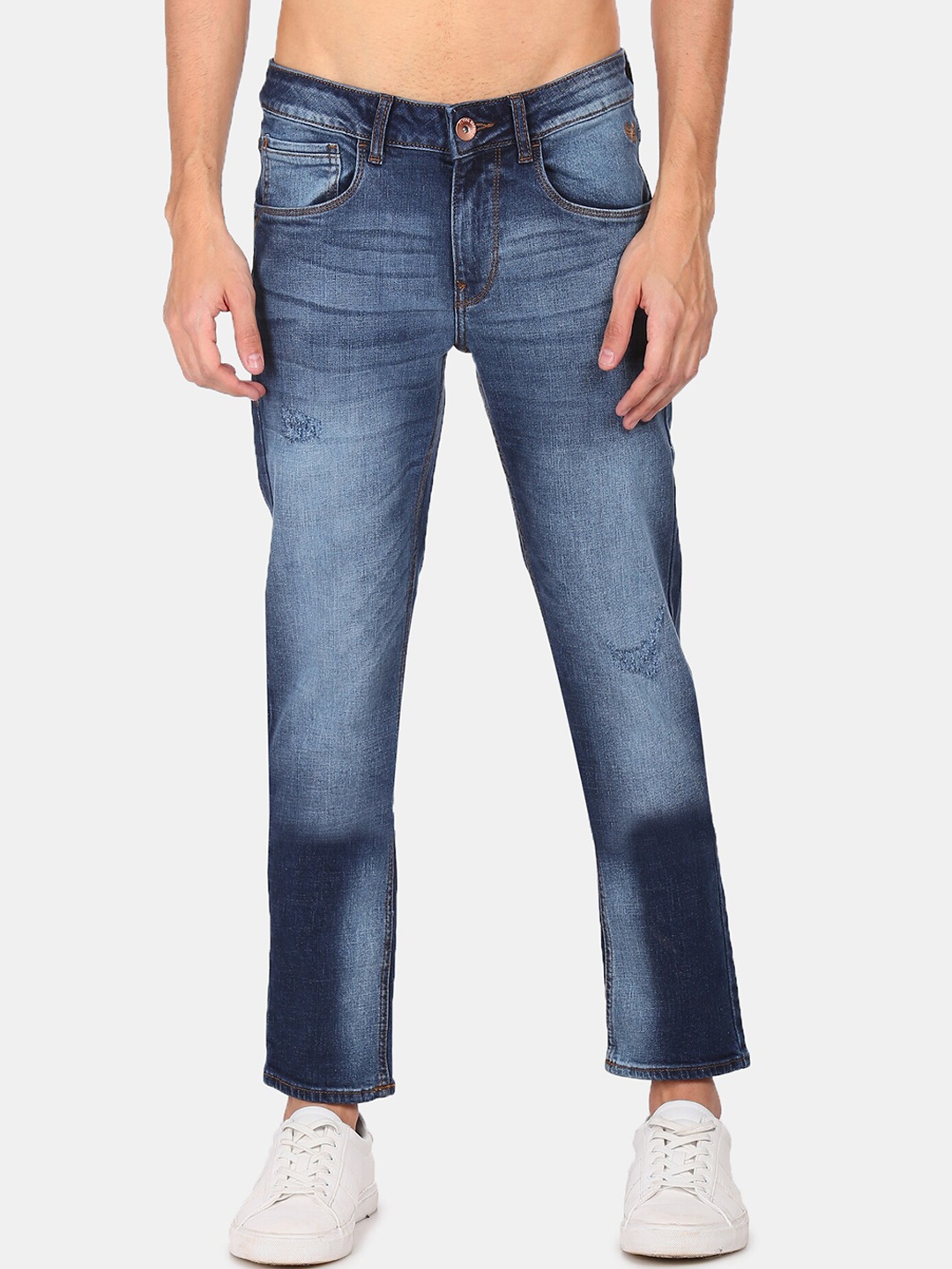 

Flying Machine Men Blue Slim Fit Mildly Distressed Heavy Fade Jeans