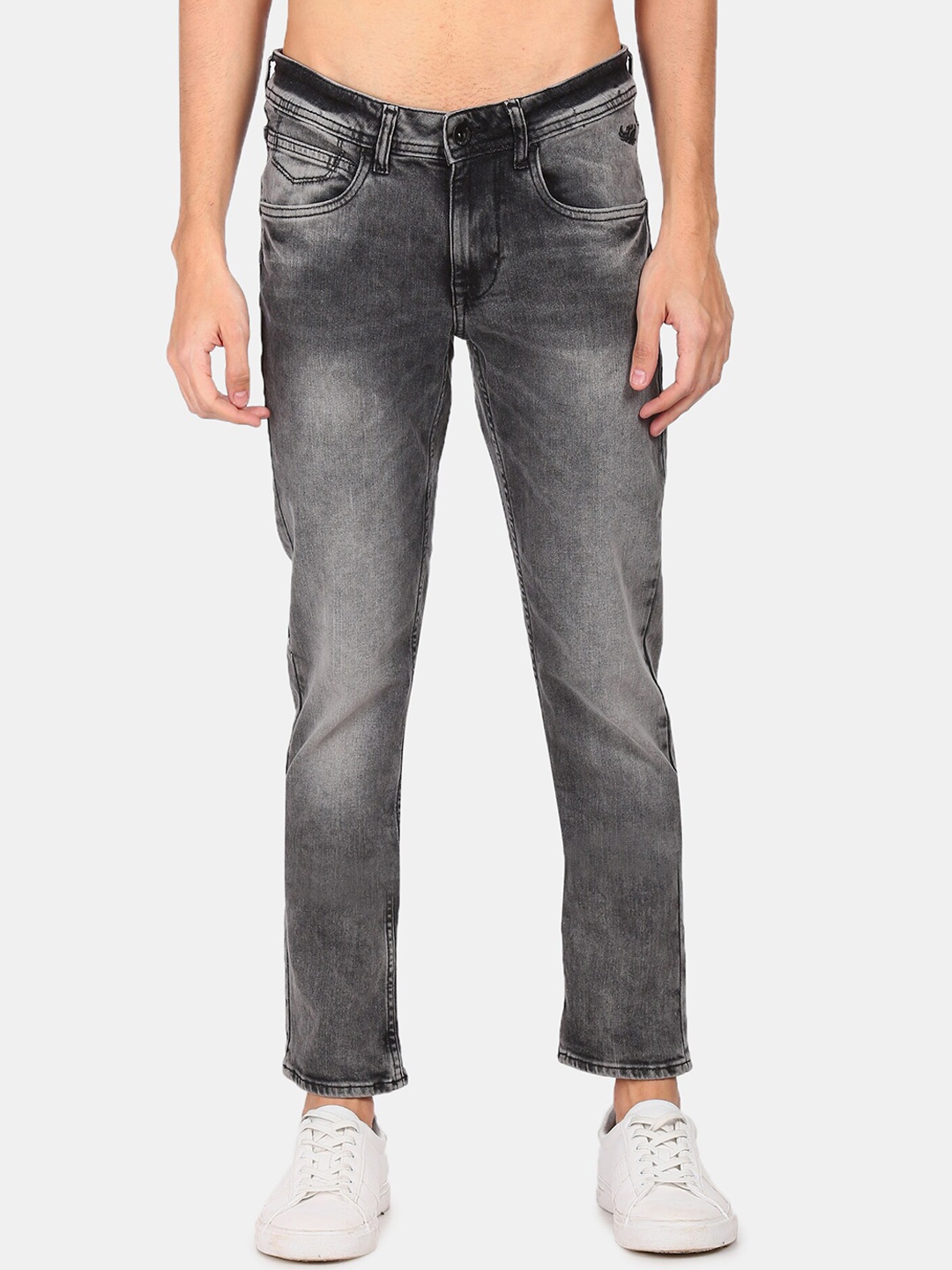 

Flying Machine Men Black Jackson Skinny Fit Low Distress Heavy Fade Jeans