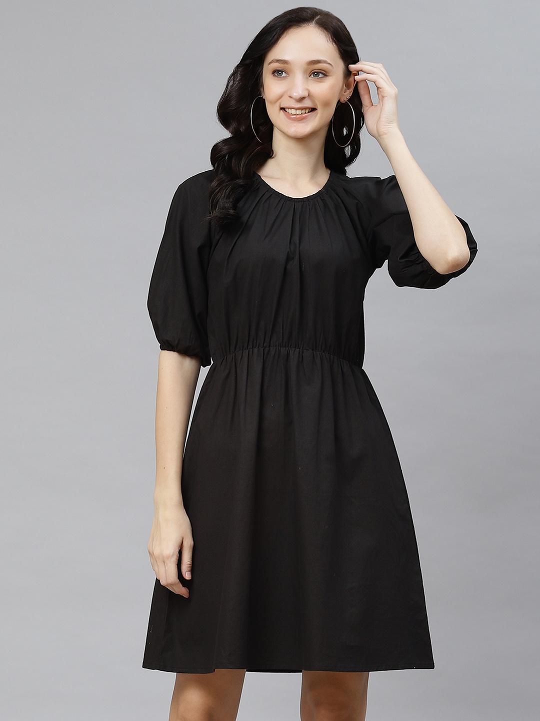 

Popnetic Women Black A-Line Dress