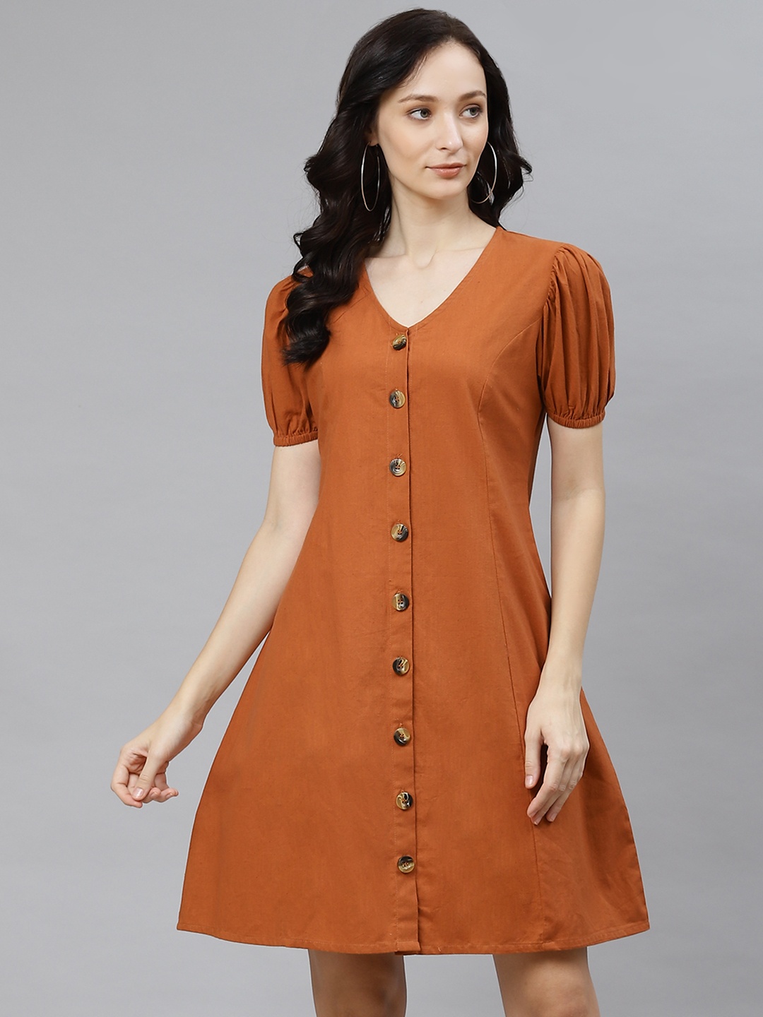 

Popnetic Rust A-Line Dress