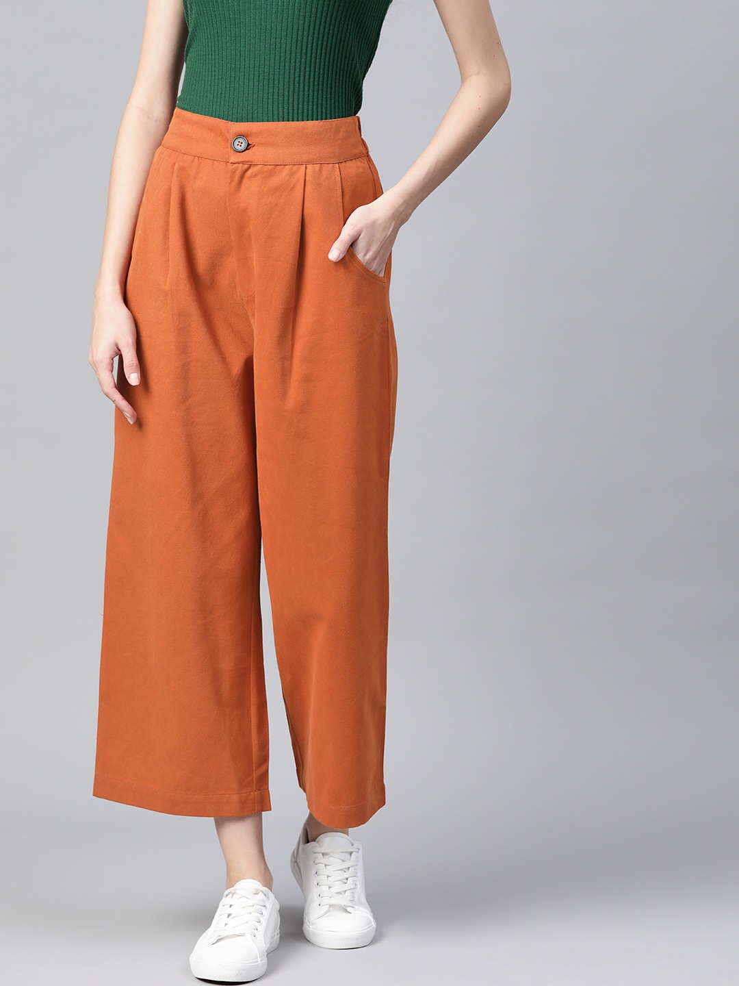 

Popnetic Women Rust Parallel Trousers