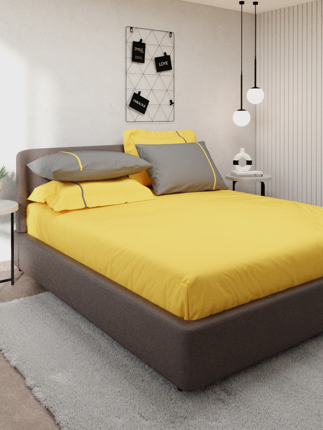 

Stoa Paris Orange & Grey Solid 144 TC Cotton King Bedsheet With 4 Pillow Covers
