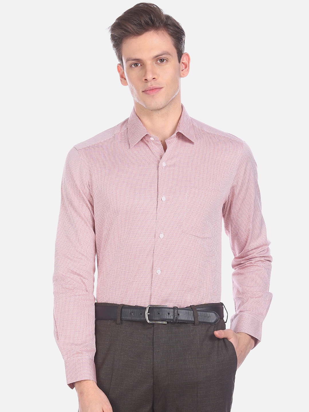 

Arrow Men Pink Slim Fit Printed Formal Shirt