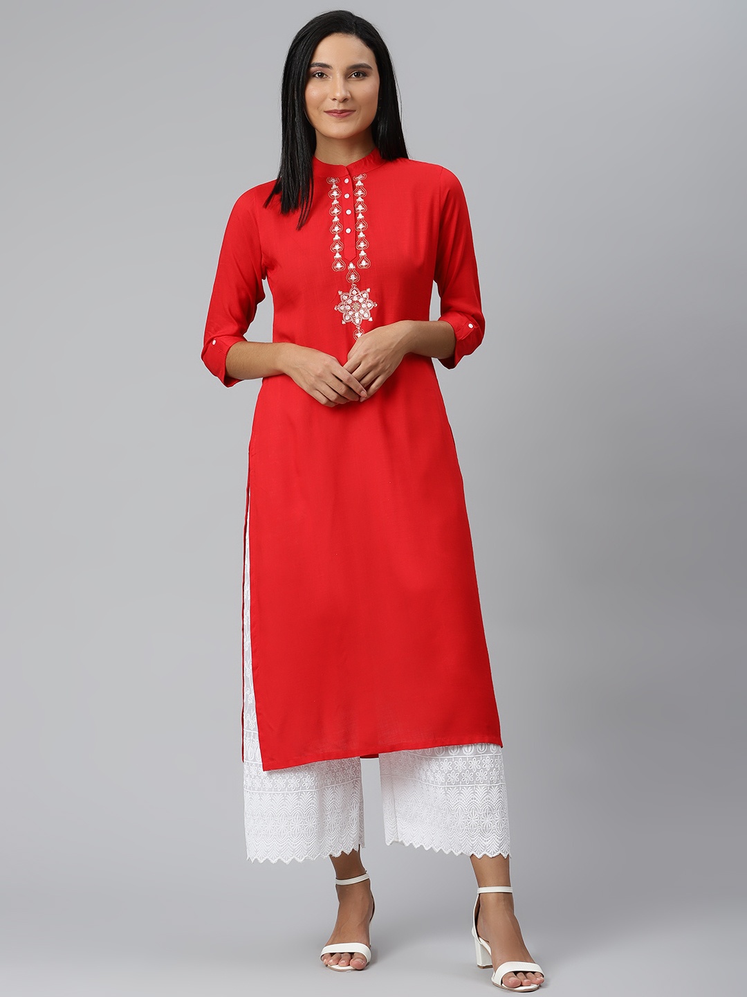 

Ives Women Red Yoke Design Kurta