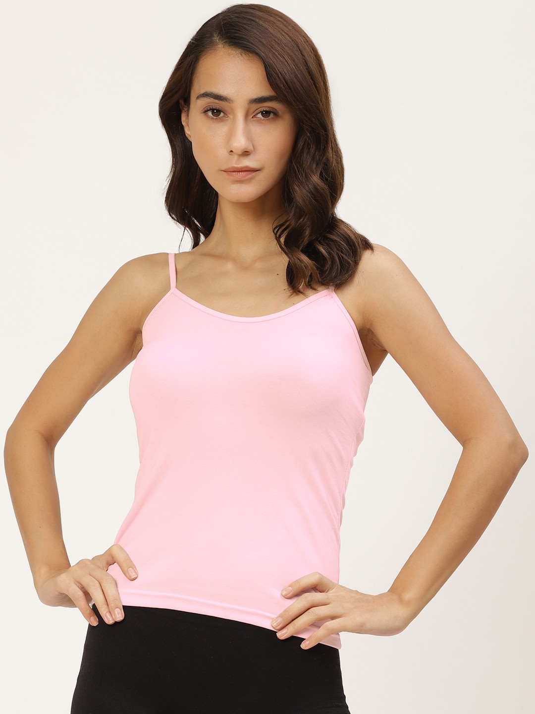 

Lady Lyka Women Pink Solid Non-Padded Cotton Camisole