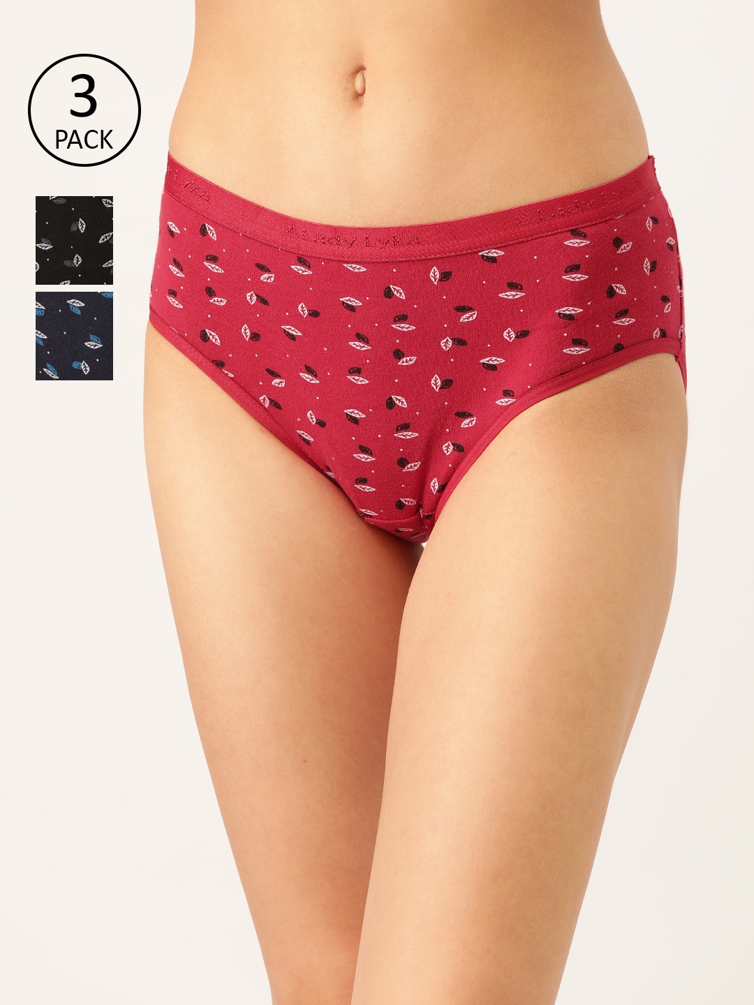 

Lady Lyka Womens Pack of 3 Cotton Hipster Panties - YOUR-HIGHNESS-4, Navy blue