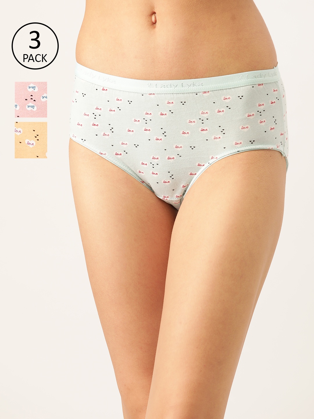 

Lady Lyka Womens Pack of 3 Cotton Hipster Panties - ENCOURAGE-1, Pink
