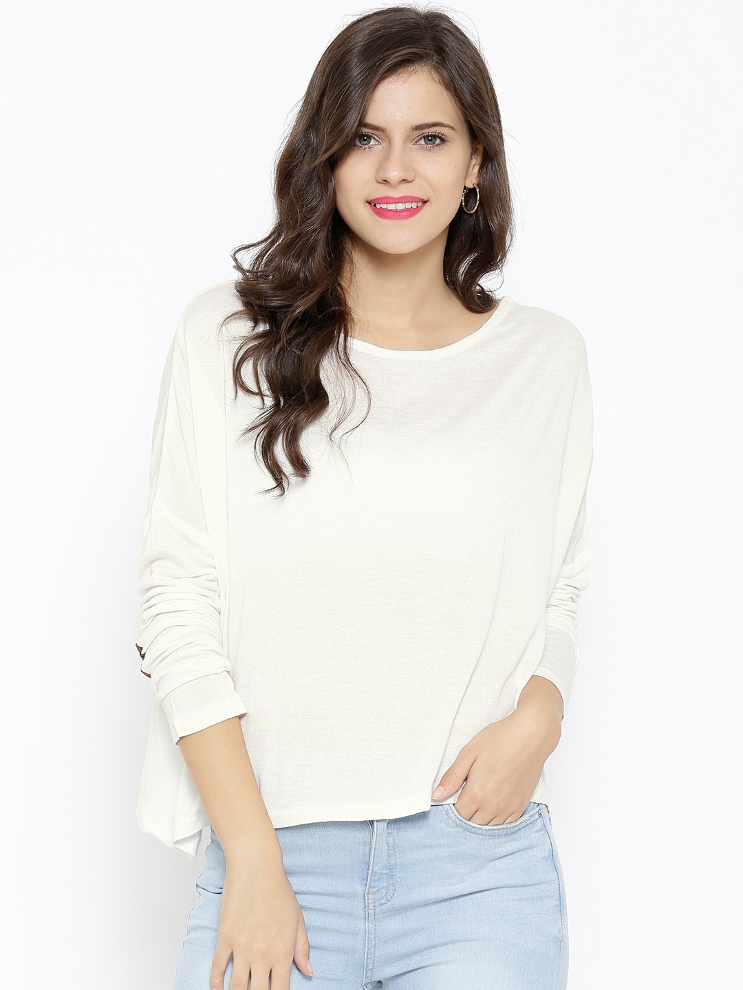 

SASSAFRAS Women Off-White Solid Top
