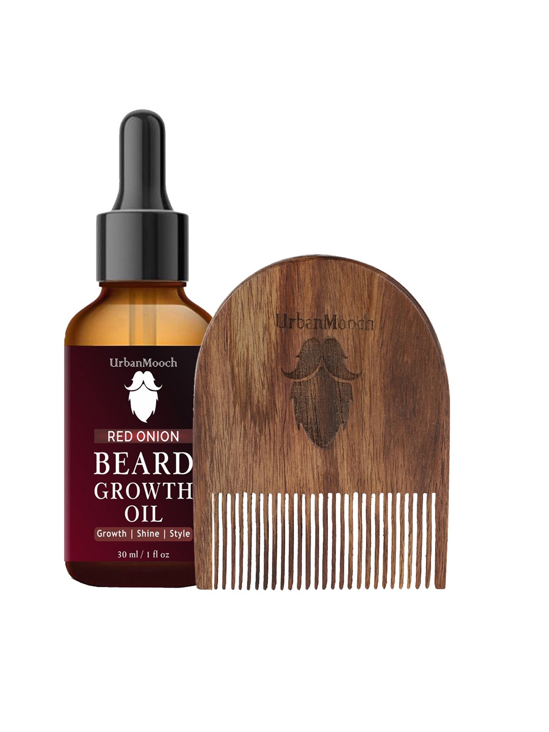 

UrbanMooch Men Set of Onion Beard Oil & Sheesham Wood Beard Comb 30ml, Red