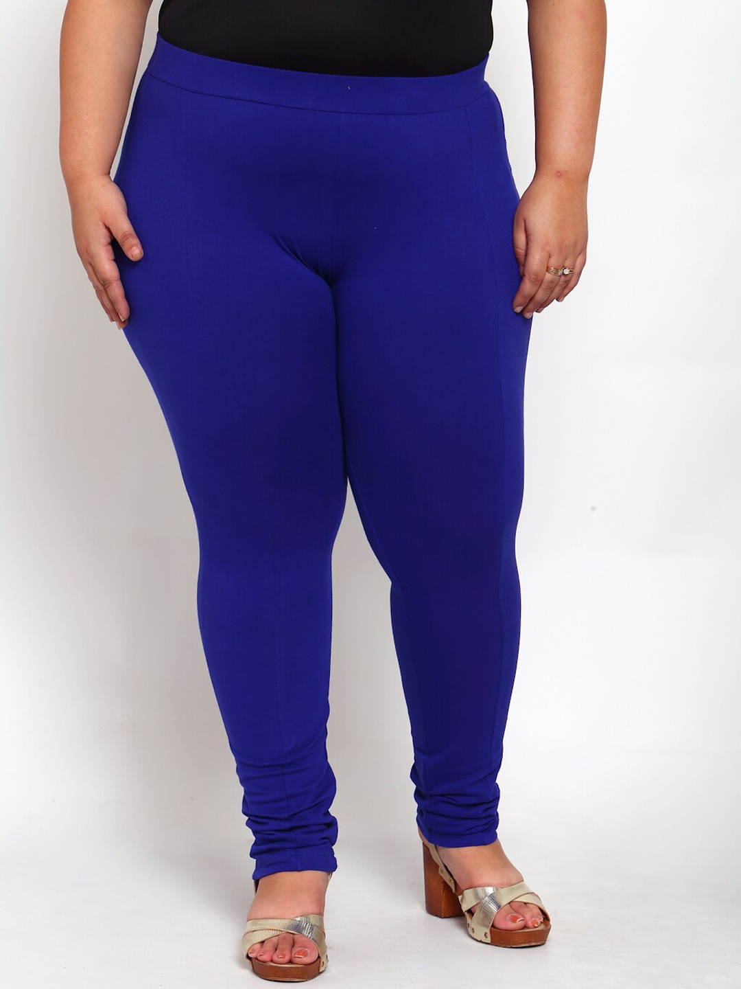 

MELON Women Blue Solid Cotton Churidar-Length Leggings