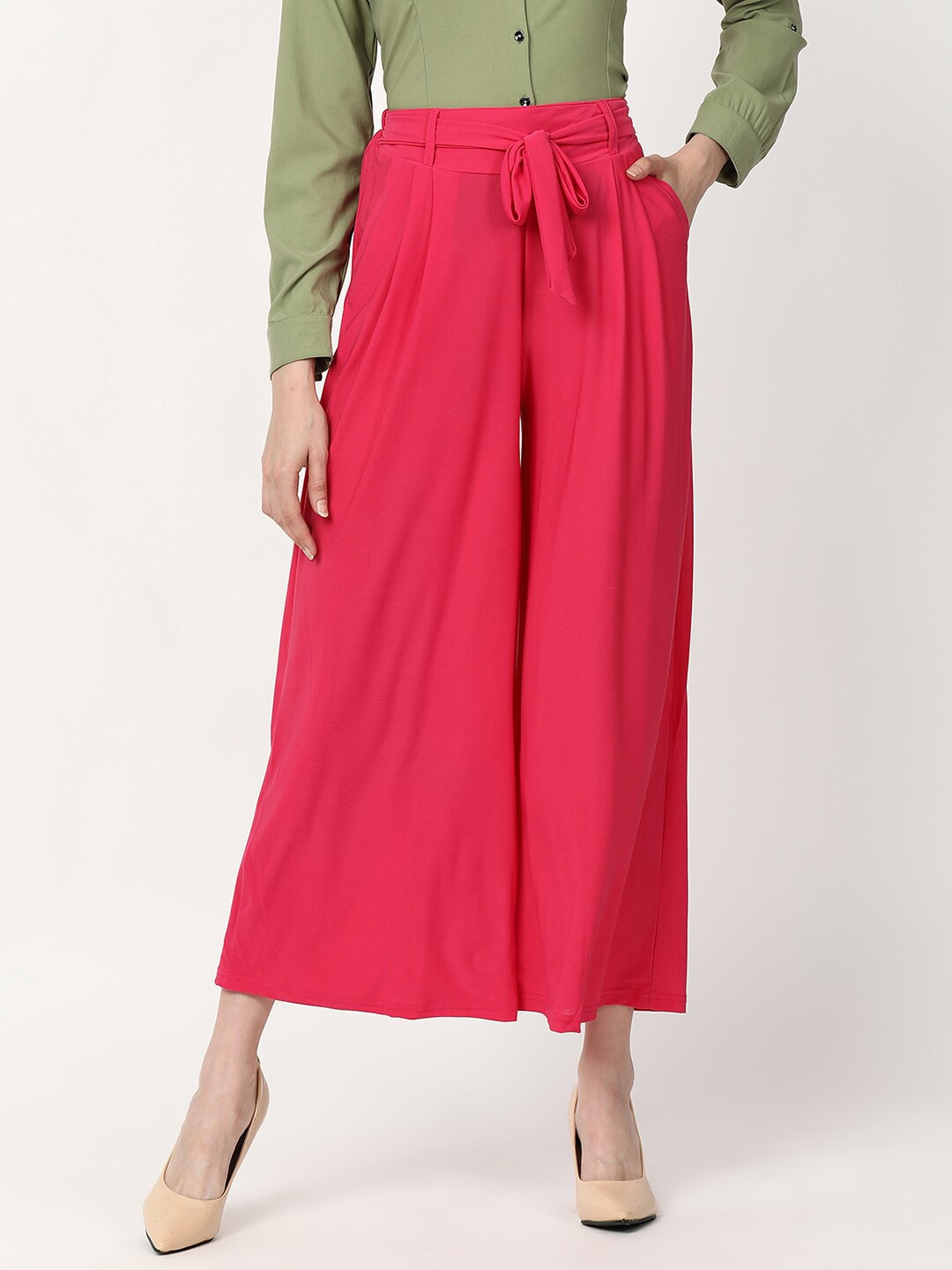 

V2 Value & Variety Women Pink Flared Knitted Palazzos
