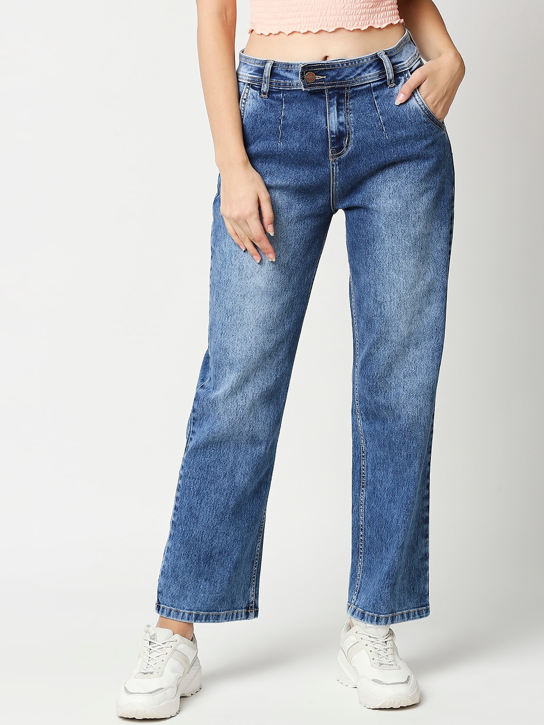 

High Star Women Blue Relaxed Fit High-Rise Light Fade Stretchable Jeans