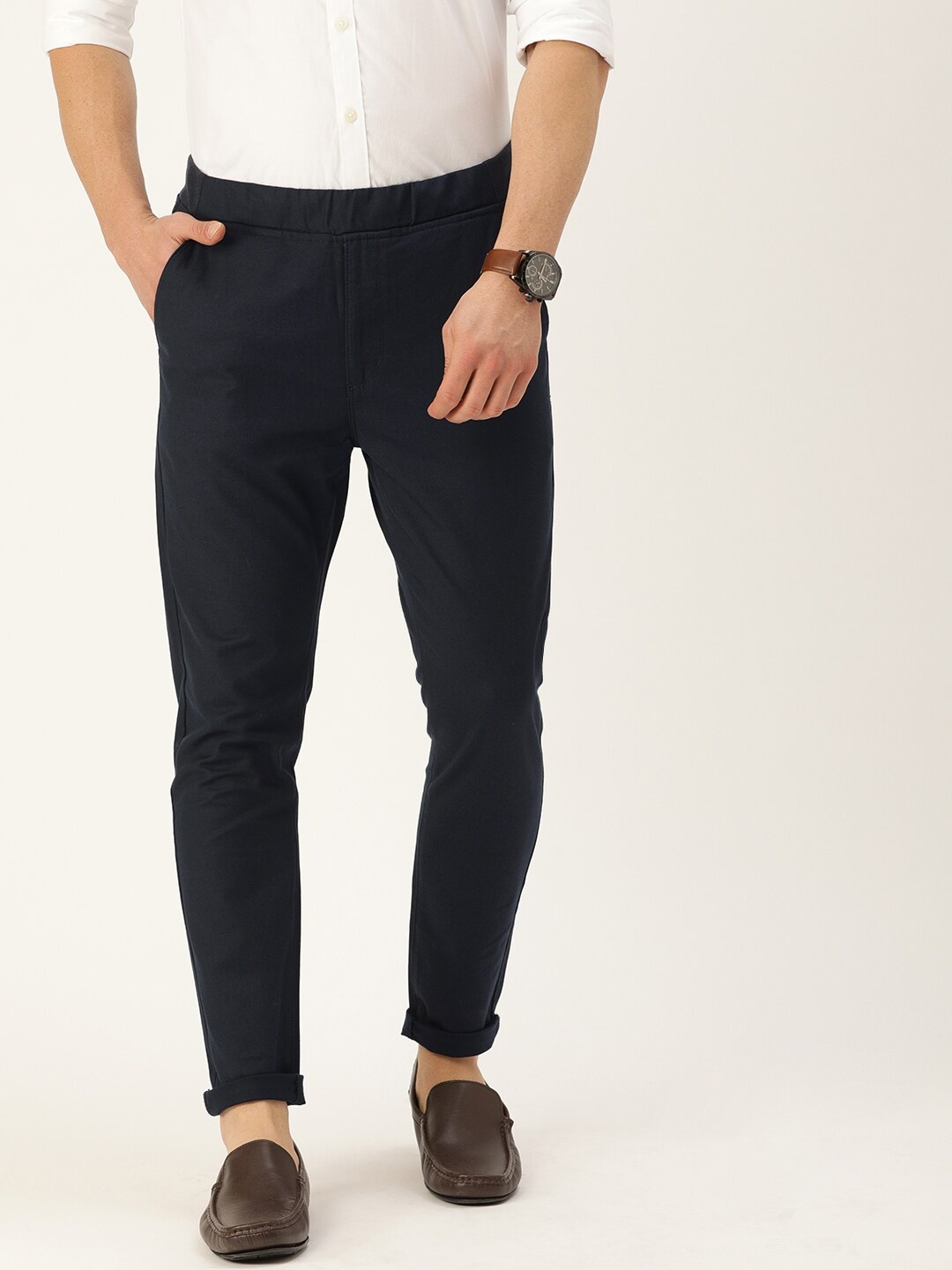 

Proline Active Men Navy Blue Solid Mid Rise Joggers Track Pants