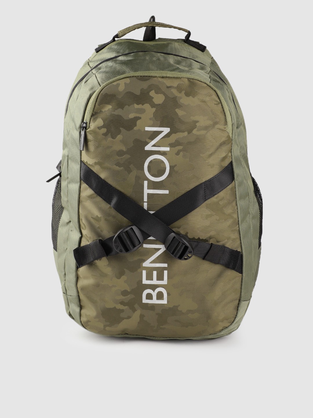 

United Colors of Benetton Unisex Olive Green & White Brand Logo 15 Inch Laptop Backpack