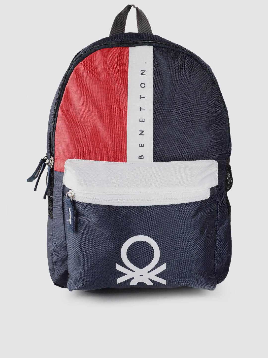 

United Colors of Benetton Unisex Navy Blue & Red Brand Logo Print 15 Inch Laptop Backpack