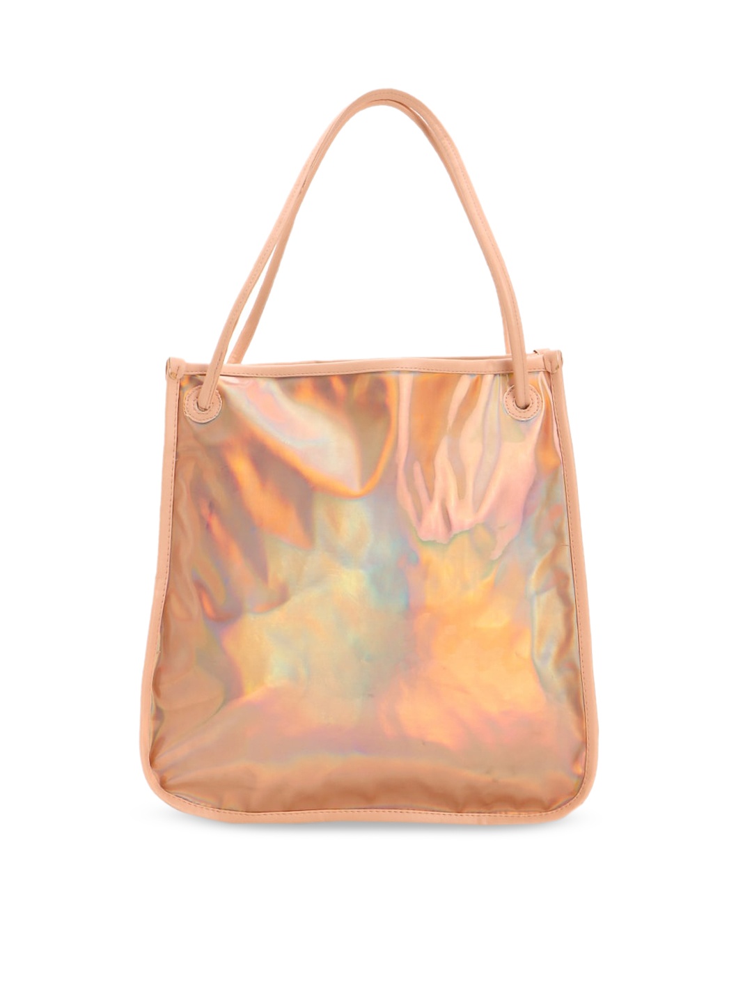 FOREVER 21 Orange PU Metallic Shopper Tote Bag